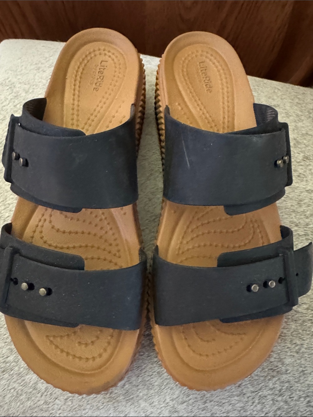 CROCS Brown Tan-Soled Slide Sandals